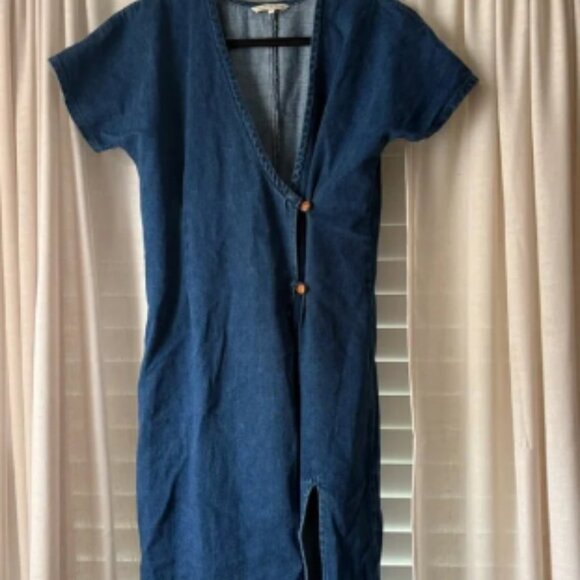 Aliya Wanek Denim Wrap Dress – Minimalist Sustainable Style, Size Small - Picture 1 of 3
